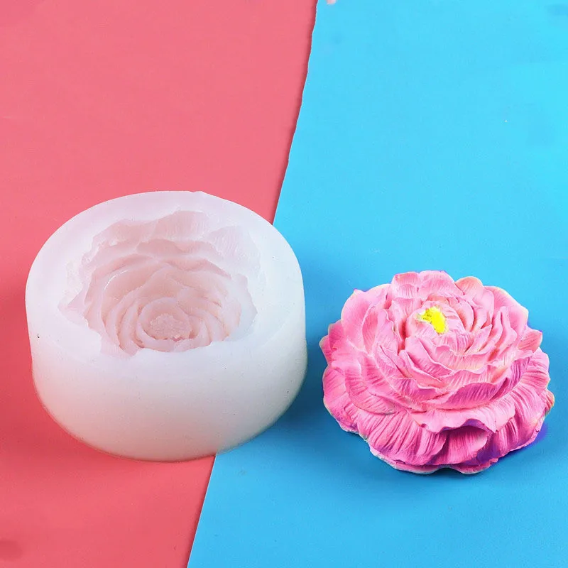 

Large Peony Flower Silicone Candle Making Mold Geometric 3D Shape Chocolate Cake Handmade DIY Craft Mould Form for Candles