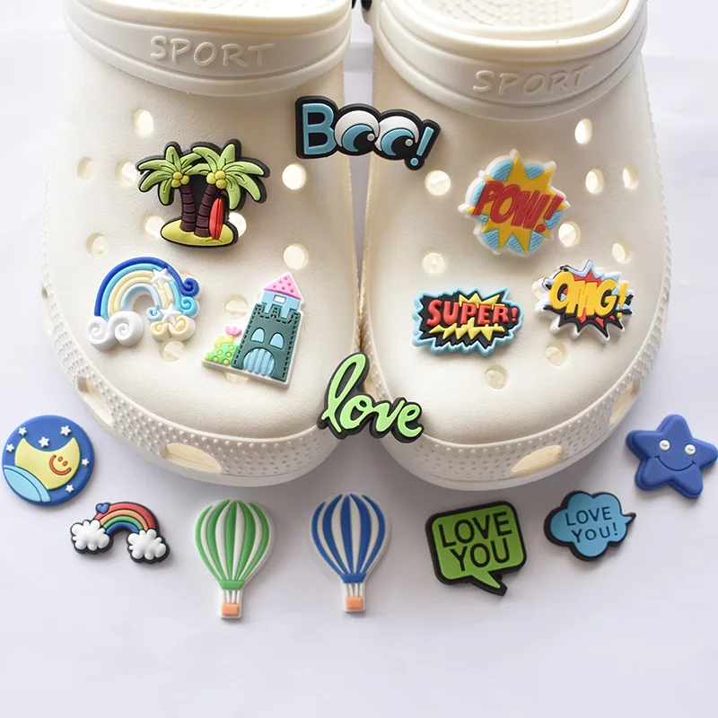 

1pc High Imitation PVC Shoe Decorations Hot Air Balloo/Rainbow/Starry Sky Shoe Charms Accessories for Your Summer Holiday