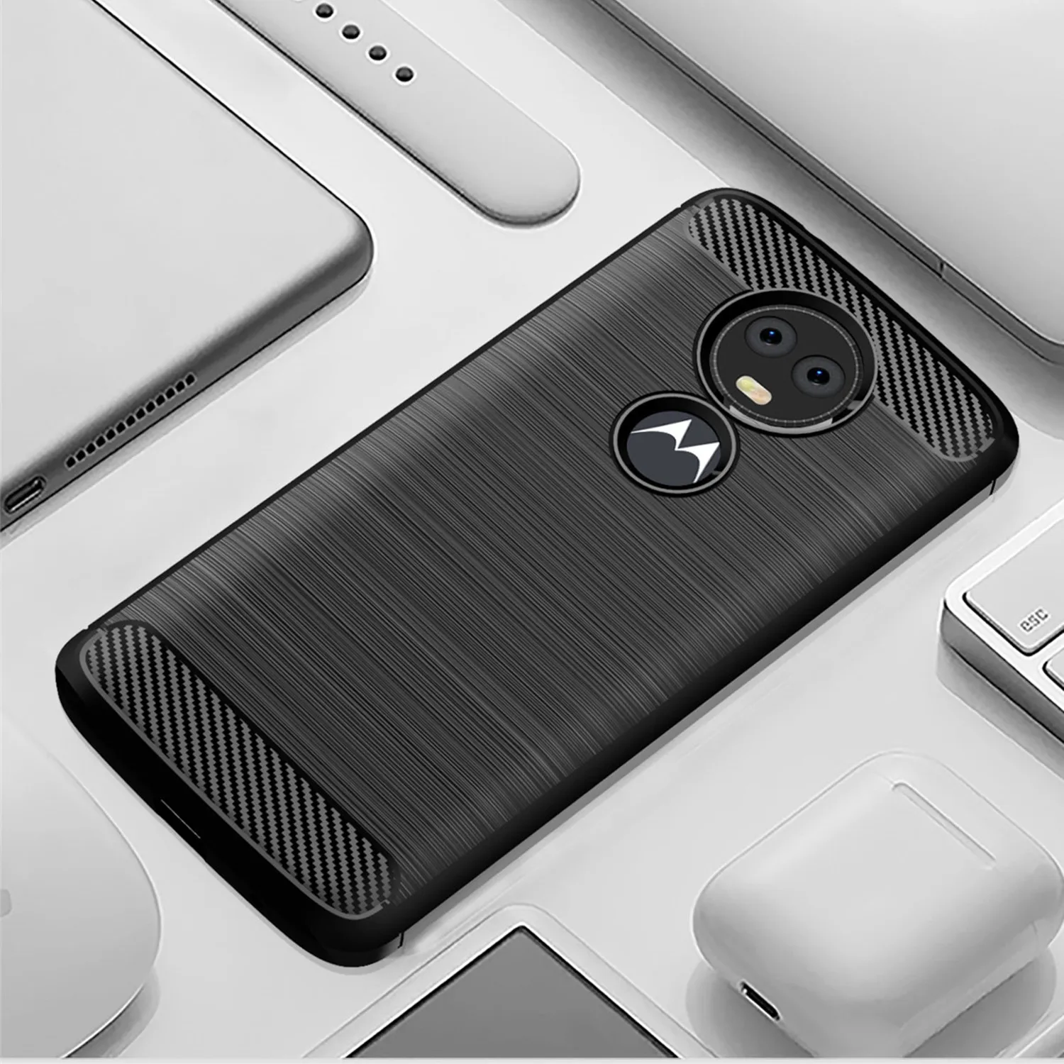 Фото Роскошный чехол из углеродного волокна для Moto E5 Plus e5 + чехол для телефона с матовой текстурой для motorola e5plus, мягкие силиконовые задние чехлы