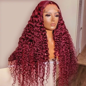 Imported Deep Wave Wig 99j Burgundy Lace Front Wig 13x4 13x6 Hd Lace Frontal Wig 360 Full Lace Wig Human Hair