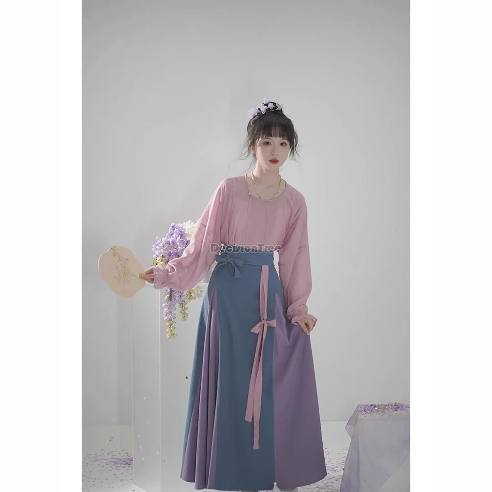 2024 Новый Винтажный китайский стиль Тан ханьфу Хан элемент простой однотонный