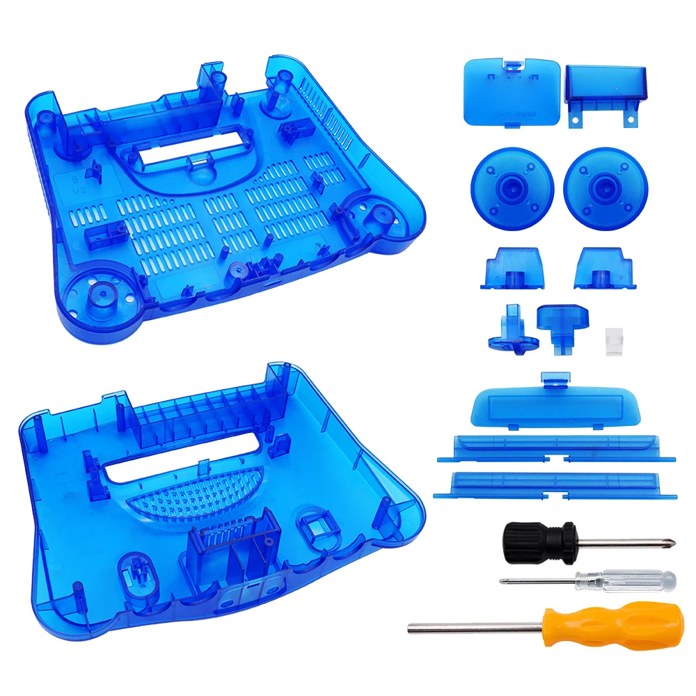 For N64 Nintendo 64 Replacement Shell Case Transparent Case Compatible with N64 Extreme Green Translucent Grey Purple