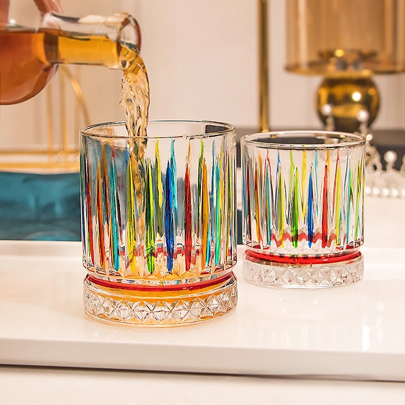 Стакан для виски в итальянском стиле с ручной росписью стакан вырезанными