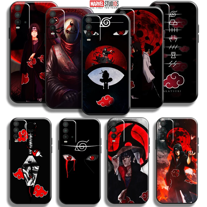 

Naruto Uchiha Itachi Akatsuki Phone Case For Xiaomi Redmi 9T 6.53 Inch Coque Black Back Liquid Silicon Carcasa Silicone Cover