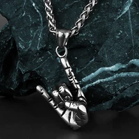 simple hip hop rock gesture pendant unisex fashion punk personality 316l stainless steel pendant necklace gift jewelry wholesale