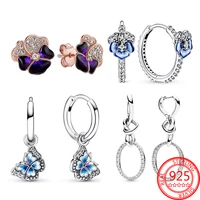 925 sterling silver heart hoop earrings halo round crown rose gold ladybug stud earrings romantic women birthday gift