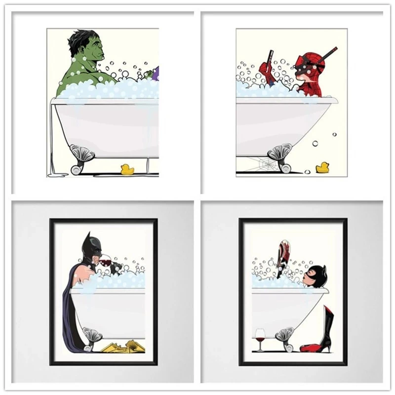 

Canvas Spiderman Modern Hulk Picture Home Decoration Painting Wall Art Toilet Bathroom Print Poster Modular No Frame Living Room