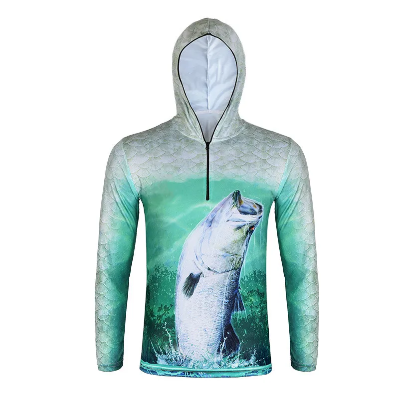 2024 Sublimation Half Zipper Slim Fit Hoodie Custom Hot Sale Printing Fishing Shirt Ultraviolet-Proof Tournament Fishing Jersey enlarge