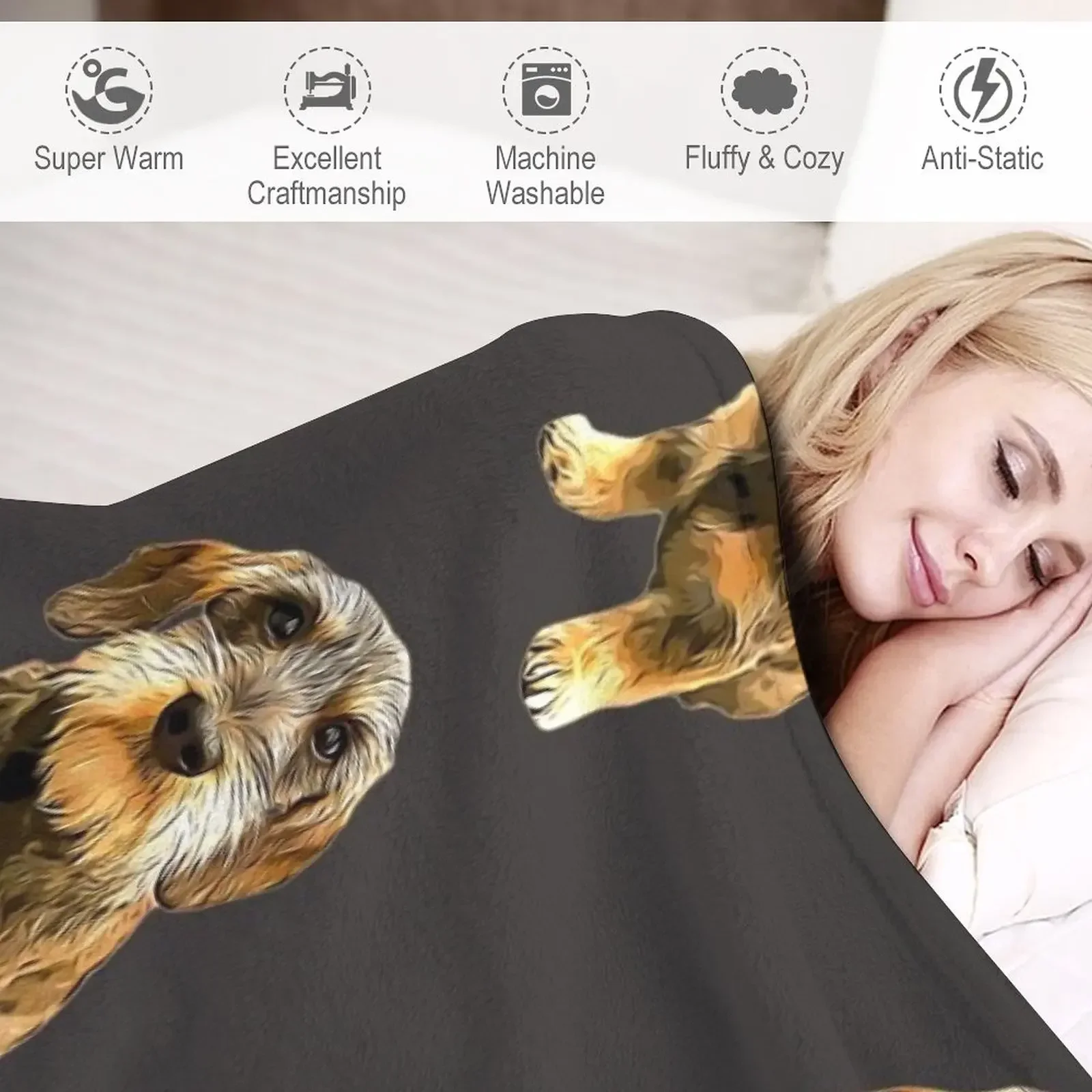 Такса с волосами красавица! Декоративные кроватки одеяла из фланелевой ткани