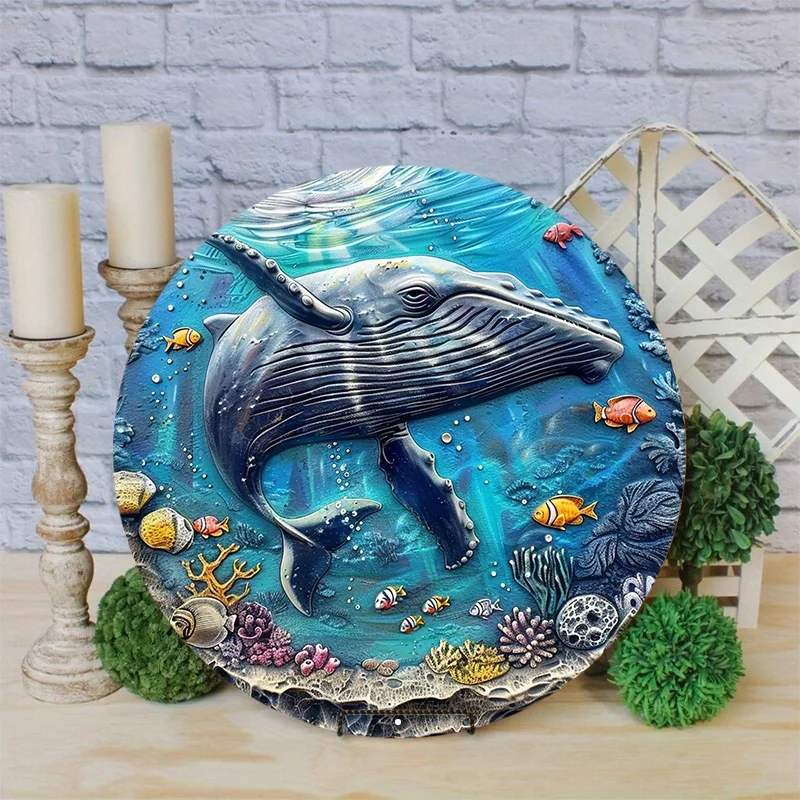 w oceanie aluminiowy metalowy znak - wodoodporna grafika z nadrukiem HD odporna na warunki atmosferyczne teksturowana okrągła dekoracja do domu