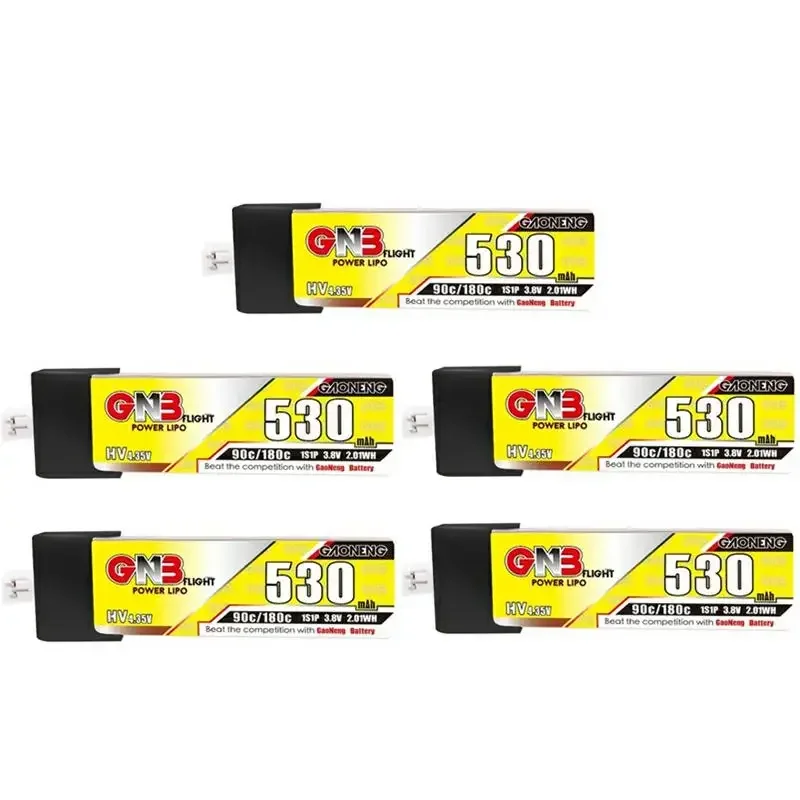 

5PCS Gaoneng GNB 530mAh 1S 3.8V 90C/180C HV Light Weight Lipo Battery PH2.0 Plug For Emax Tinyhawk Kingkong LDARC TINY7 RC Parts