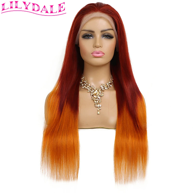 Red Gradient Ginger Lace Front Wig Human Hair 13x4 HD Transparent Lace Frontal Wigs Pre Plucked Natural Hairline Free Shipping