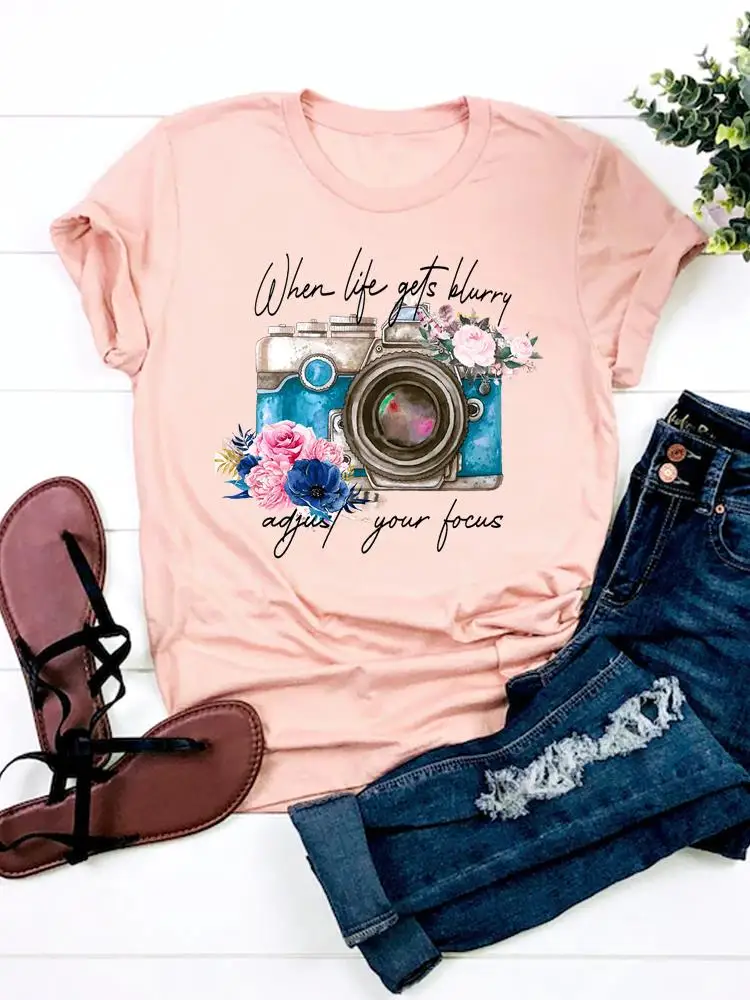 

Женская футболка с коротким рукавом и принтом, в стиле 90-х