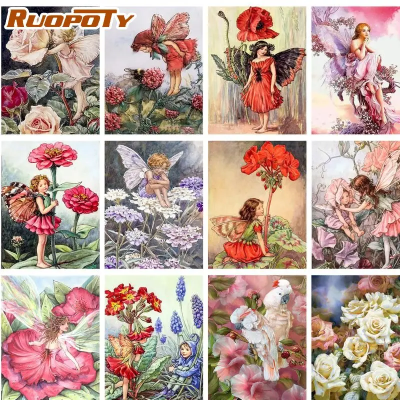 

RUOPOTY 40*50cm Framed Kits Diy Acrylics Painting By Numbers Beauty Figures Color on Canvas for Special Wall Artwork Gift
