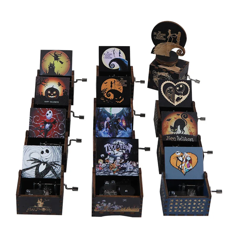 New The Nightmare Before Christmas Music Merry Go Round of Life Wooden Hand Cranked Anime Musical Box Birthday Gift