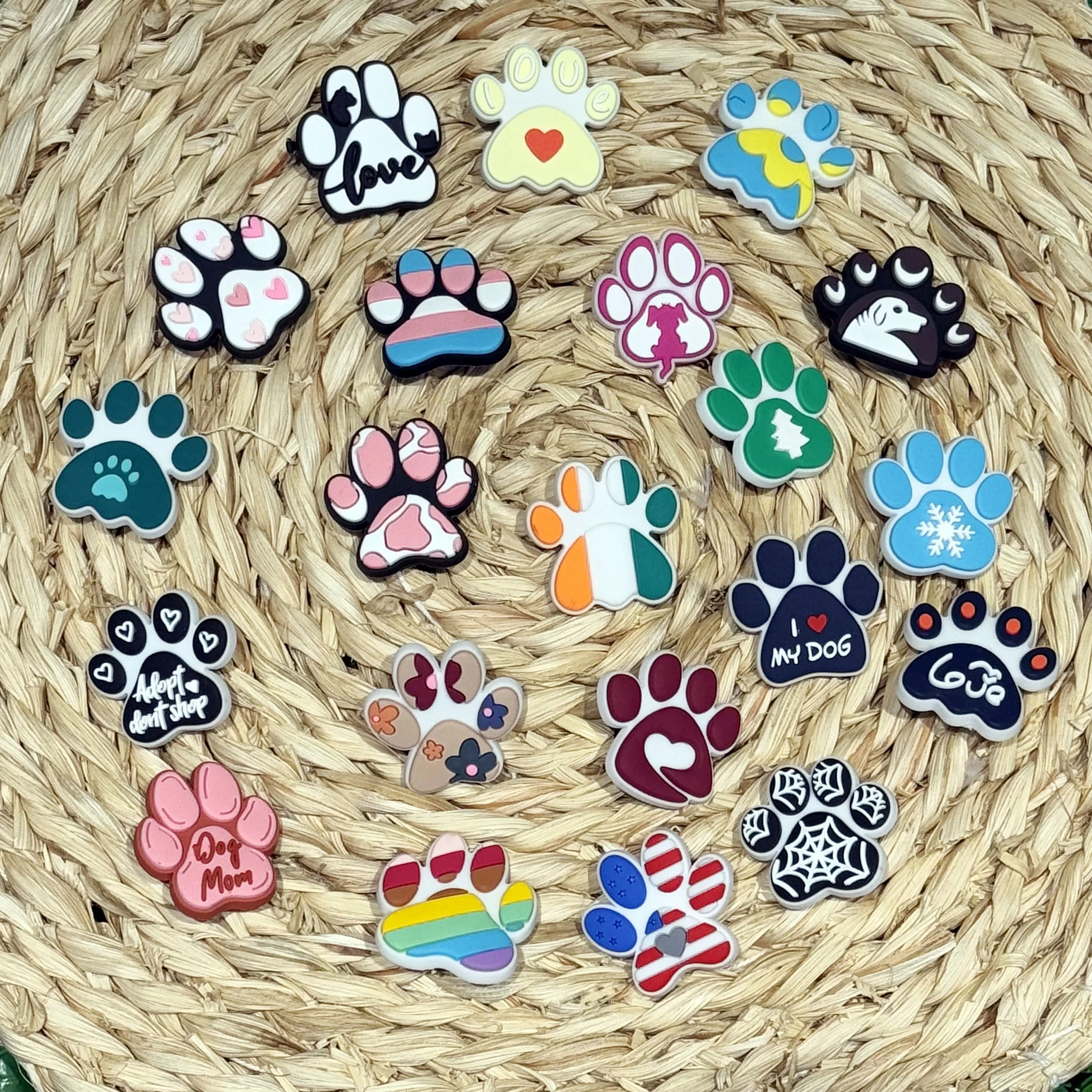 1-21 шт. сандалии из ПВХ с рисунком следа лапы собаки и мамы подвески для обуви