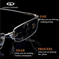 begreat metal titanium multifocal reading glasses progressive bifocal anti blue ray uv protect presbyopic glasses half frame