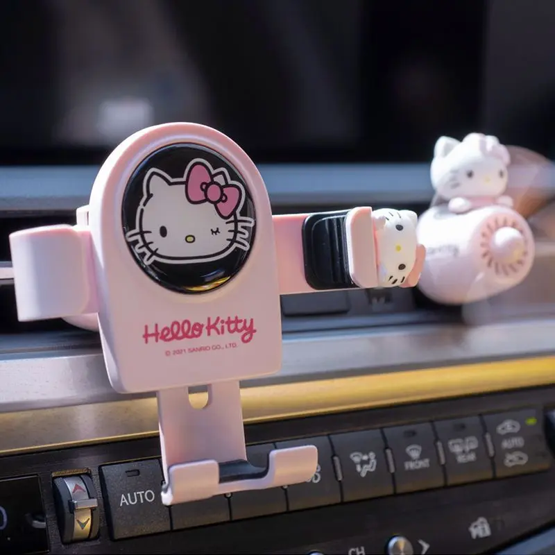 

Kawaii Hellokitty Sanrio Car Mobile Phone Bracket Cute Creative Cars Navigationgravity Holder Decoration Accessories Gifts Girls