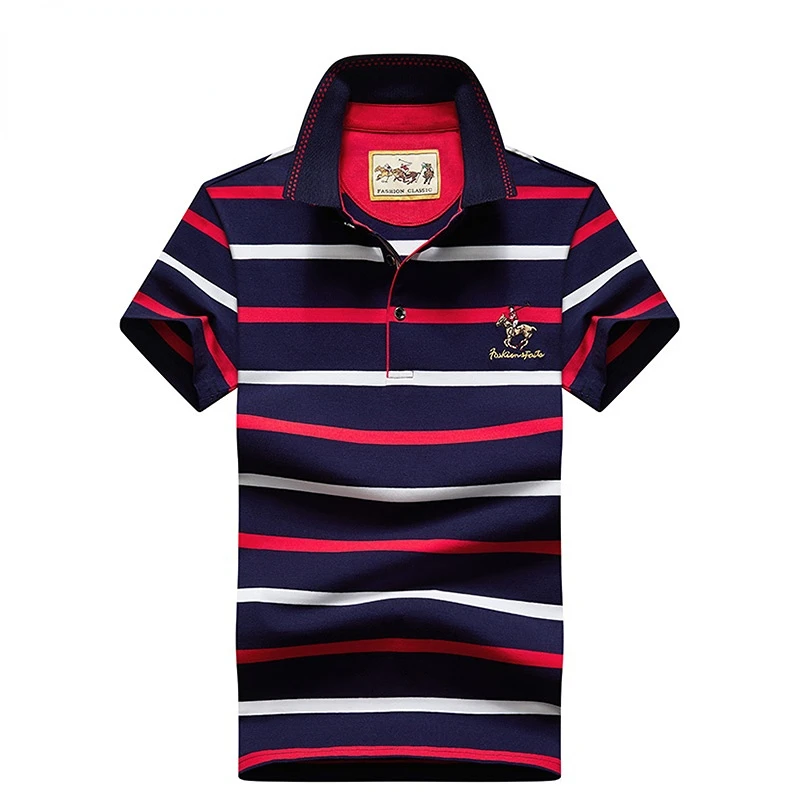 

Summer Short Sleeve POLO Men Brand High Quality Cotton POLO Shirt Men Fashion Stripe Embroidery Men's Polo