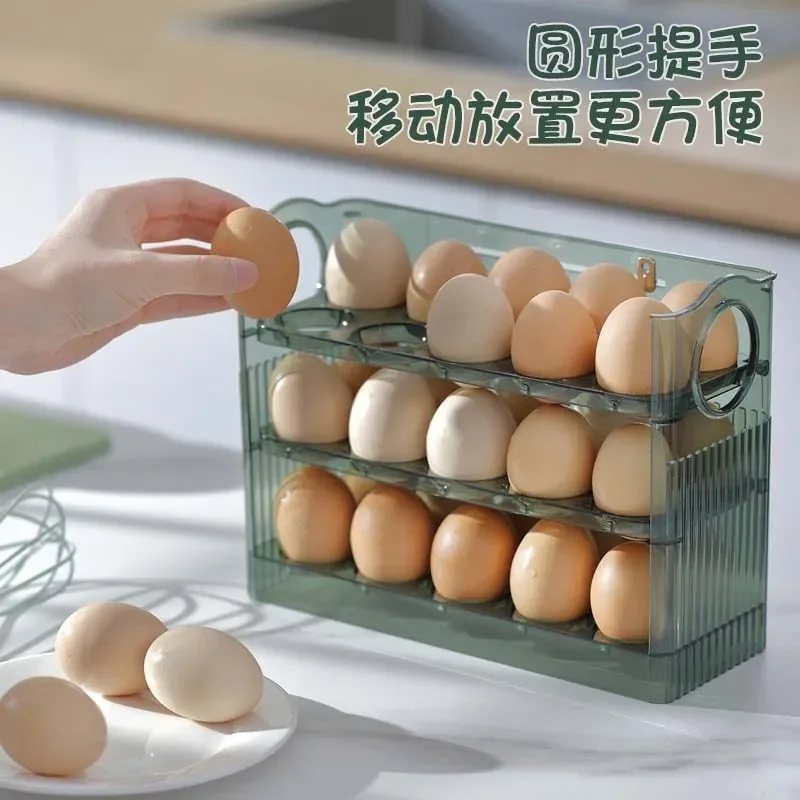 

Домашняя коробка для хранения свежести яиц, трехуровневый Кухонный Контейнер, чехол для холодильника, держатель, лоток, кухонный органайзе...