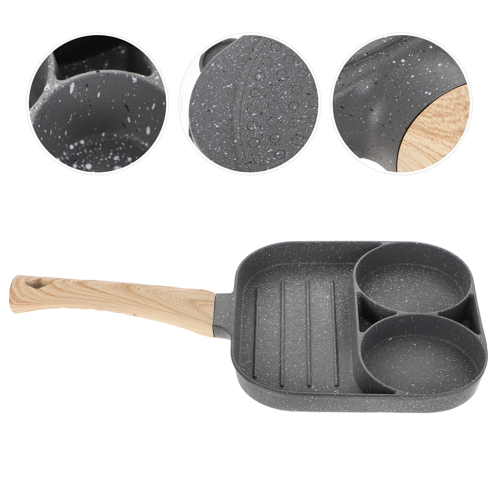 

Pan Egg Frying Skillet Cooker Pancake Stick Non Cooking Breakfast Griddle Nonstick Omelet Multi Holes Four Section Divided Fried