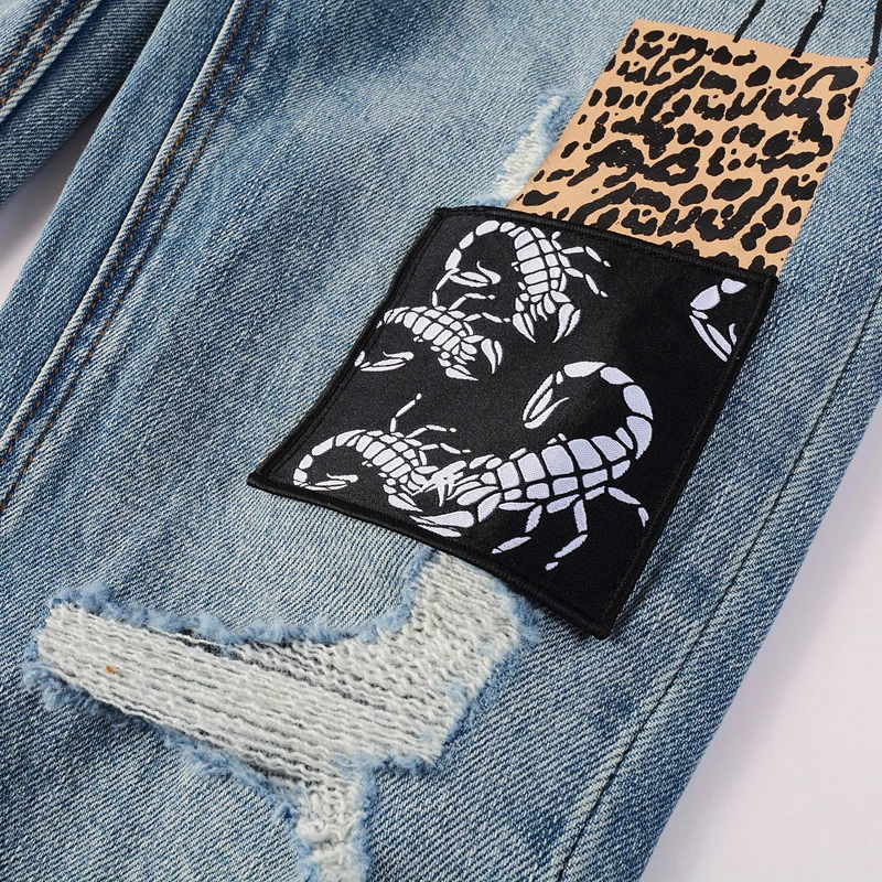 Ретро Do Old High Street модные синие джинсы KSUBl Cross мужские брюки из ткани с рваными швами