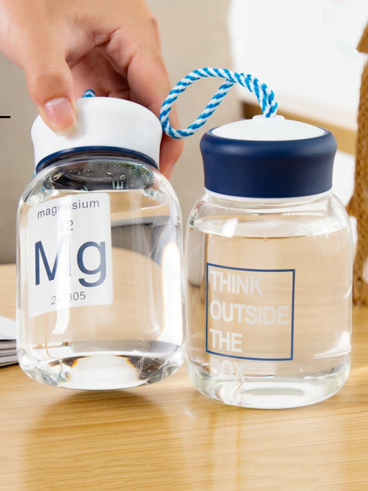 380Ml Glass Water Bottle Cute Drinking Glasses Cup Milk Coffee Mug Kawaii Cup Portable Kids Waterbottle Travel Glass Drinkware