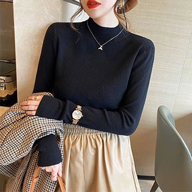 

Basic Turtleneck Slim Sweater Ladies Autumn Winter Casual Pullover Long Sleeve Sweater For Female Chic Jumpers Top
