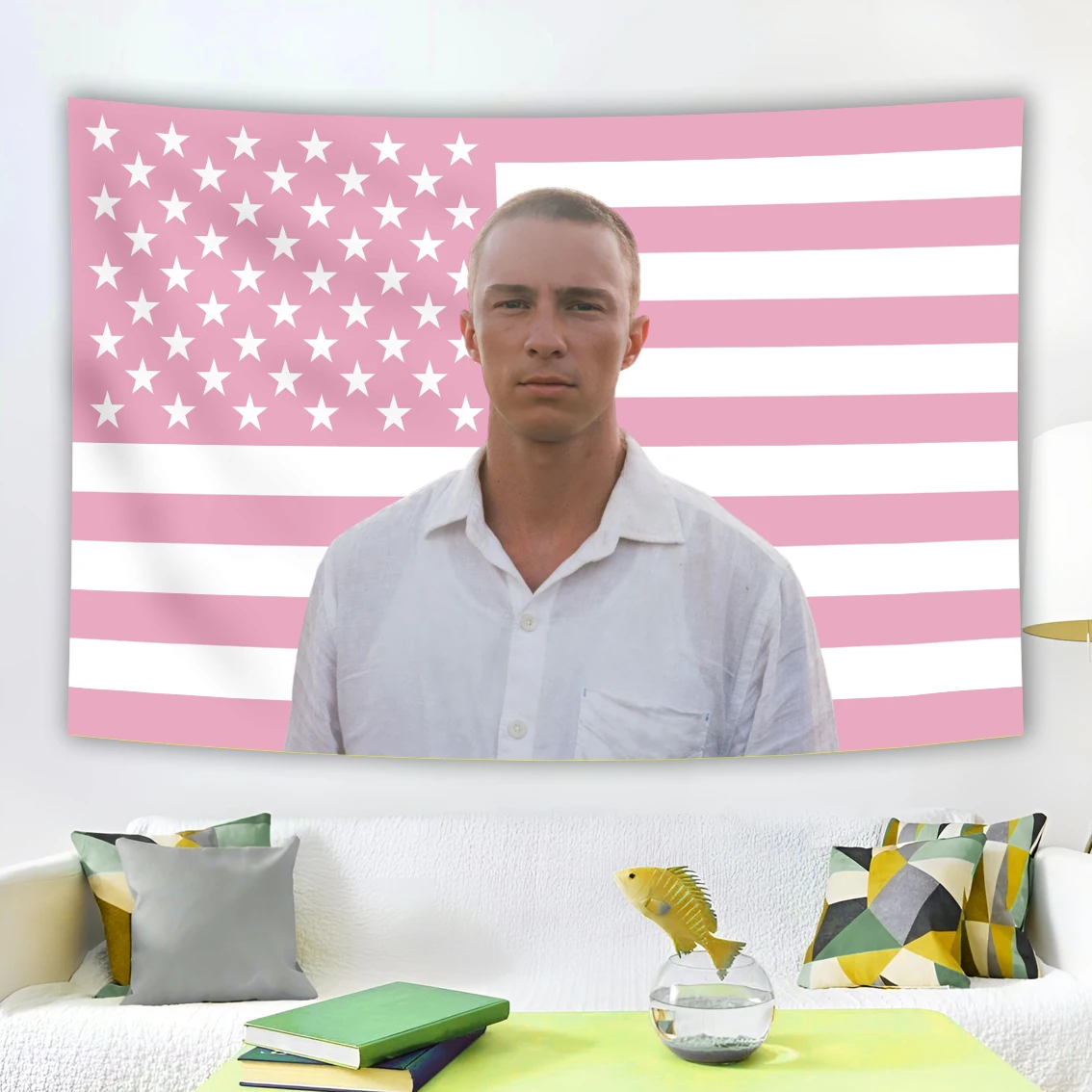 Розовый гобелен американский флаг Drew Starkey