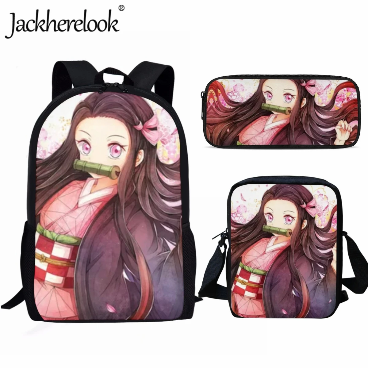 Jackherelook Kids School Bag Kimetsu No Yaiba Senior Students School Backpacks Set Boys Girls Practical Travel Bag Laptop Bag