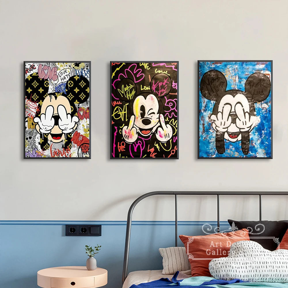 

Mickey Mouse Donald Duck Poster Fashion Disney Art Canvas Prints Cartoon Pictures Home Decor Wall Art Painting Posters
