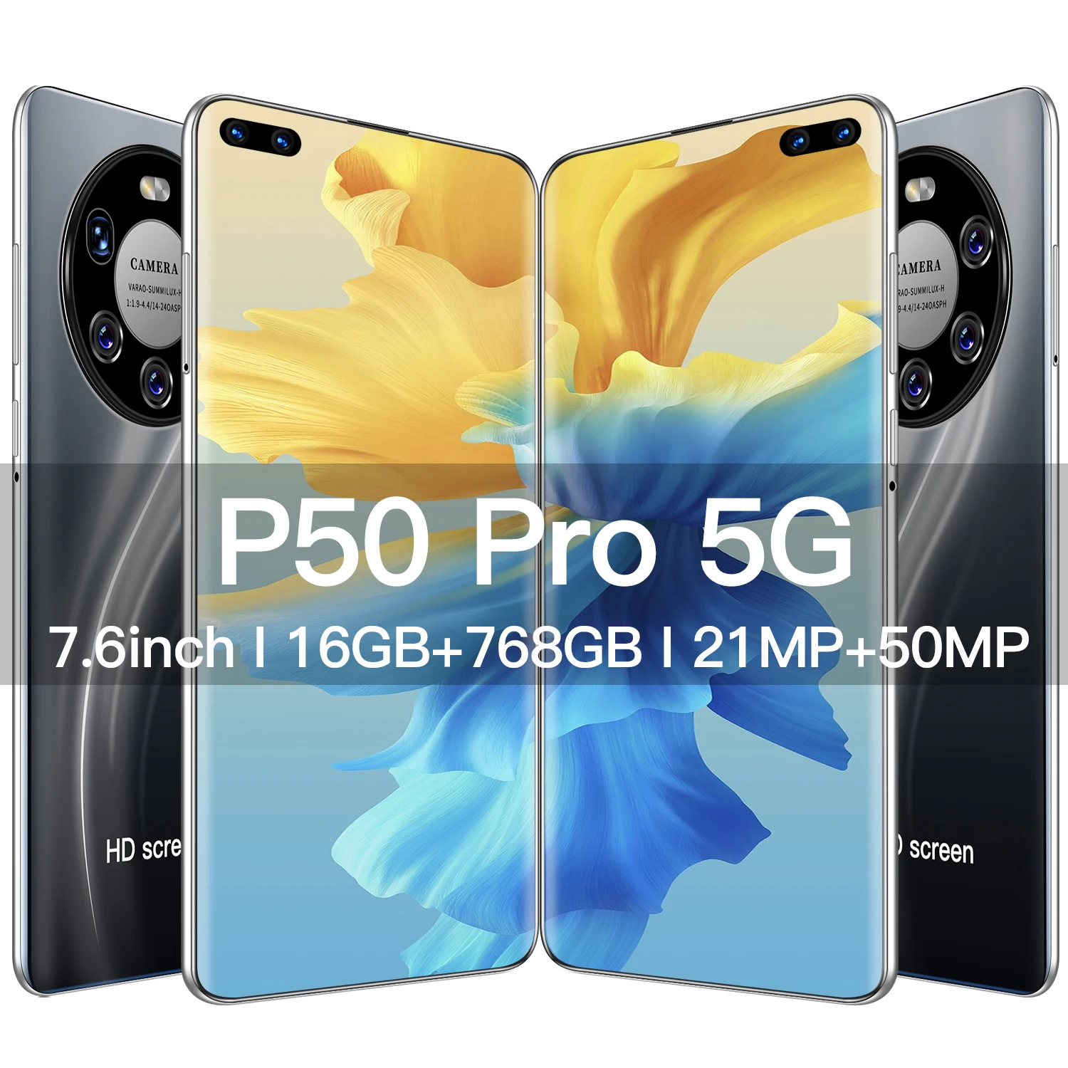 

P50 Pro cheap smartphone new Cell Phone 5G Network Smartphone Android11.0 and 7.6Inch HD Screen 16GB+768GB Cell Phone