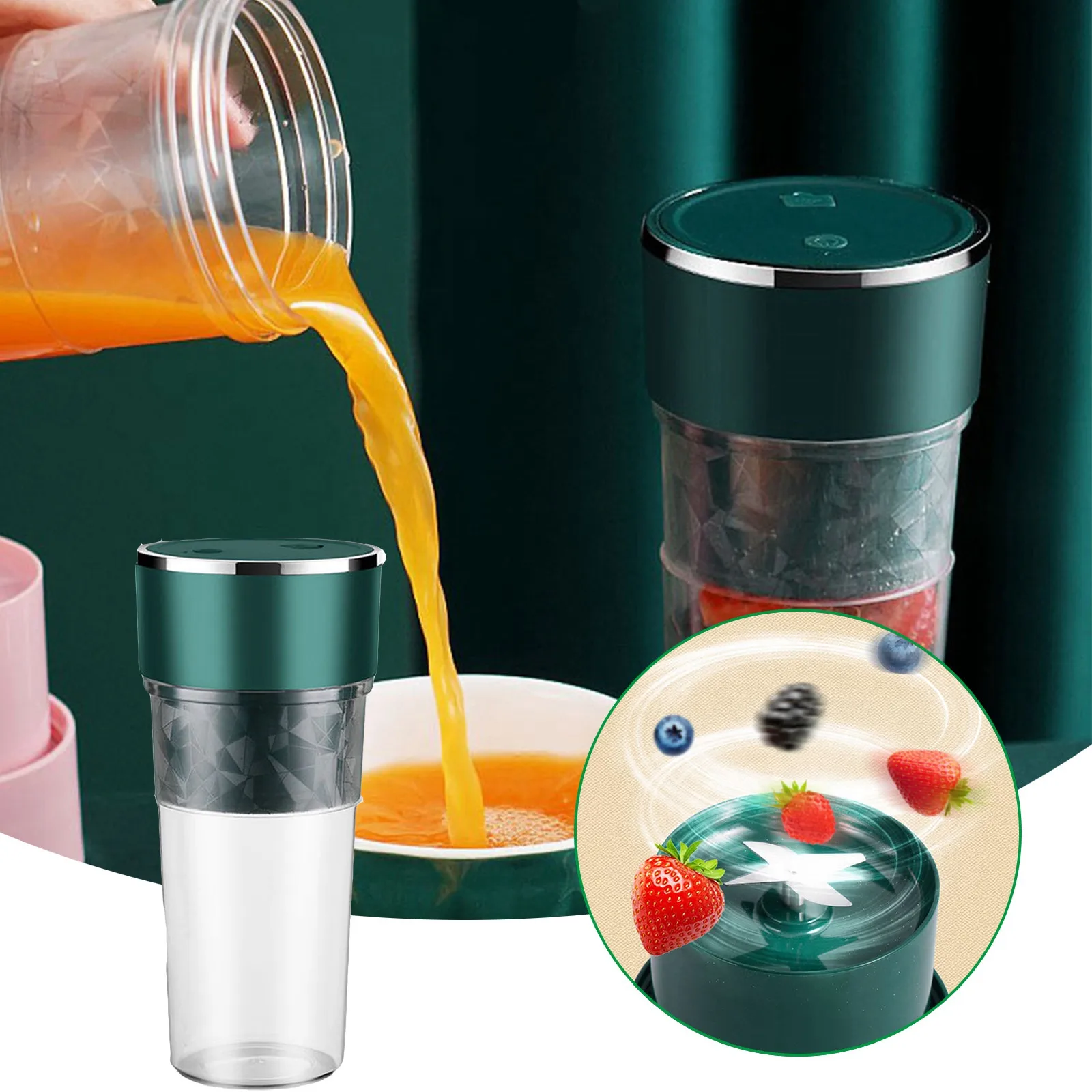 

Portable USB Two Blades Electric Juicer Smoothie Mini Food Processor 2 Blades Easy To Use Kitchen Tool Gadget Accessories