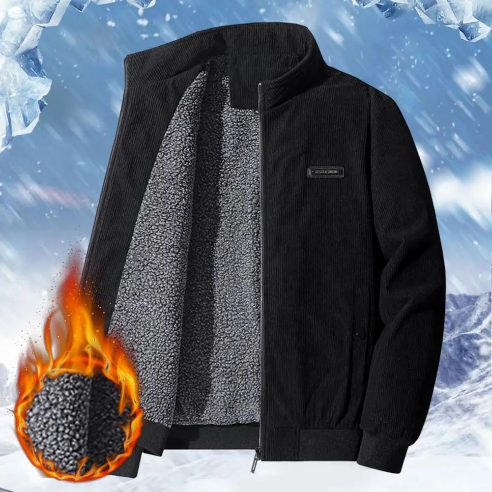 

Классическая зимняя куртка с воротником-стойкой, мужское пальто на ощупь, мужская деловая Повседневная однотонная Вельветовая куртка с флисовой подкладкой, пальто