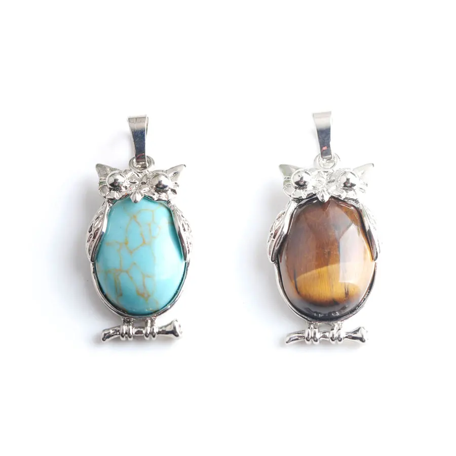 29x16 мм разноцветный натуральный овальный камень кулон сова целебный кристалл