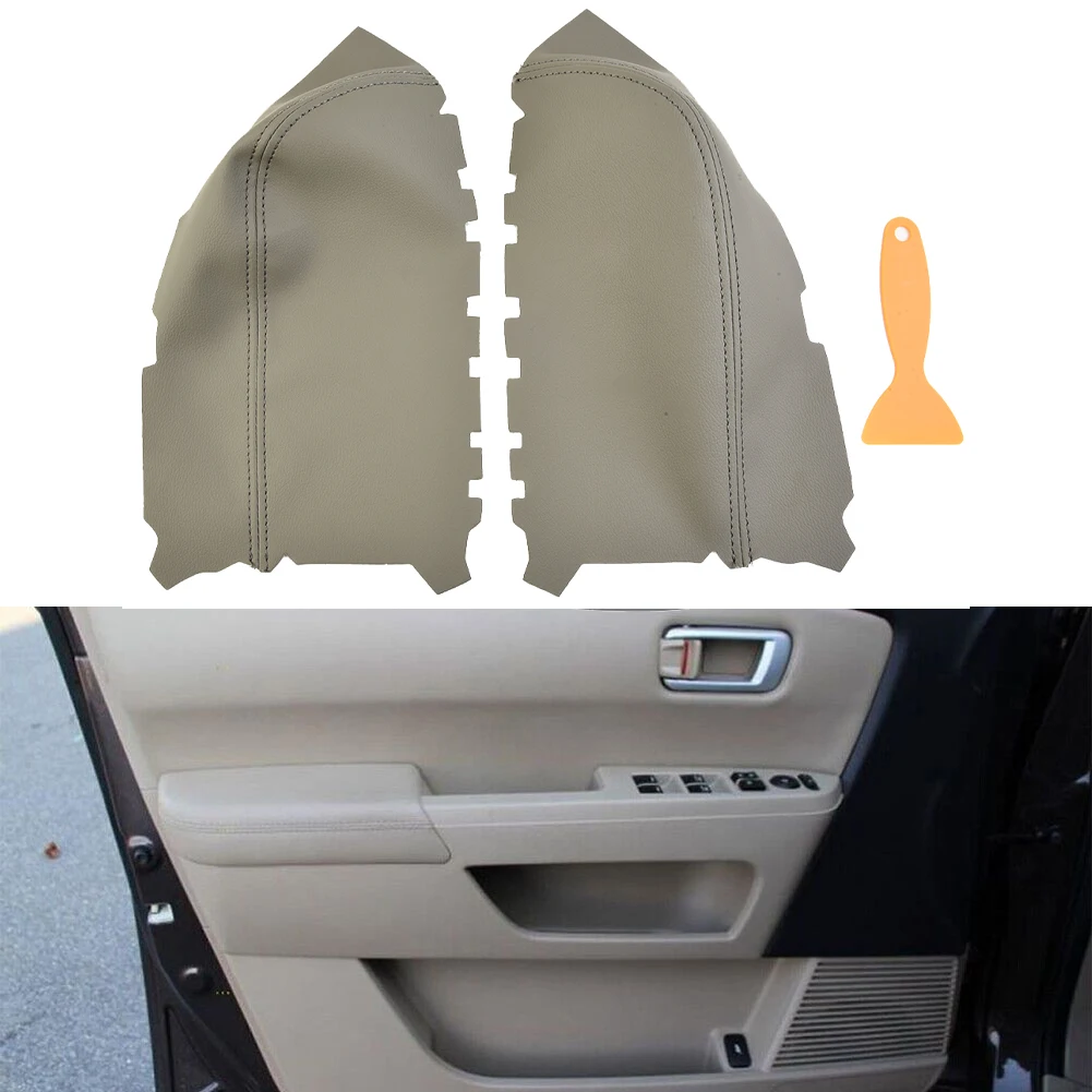 

2pcs Gary Leather Front Door Armrest Cover For Honda Pilot 2009-2015 Front Door Panels Skin Cover Trim Door Armrest Cover Skin