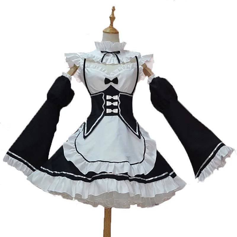 Ram/Rem Cosplay Re:zero Kara Hajimeru Isekai Seikatsu Back белый костюм горничной |
