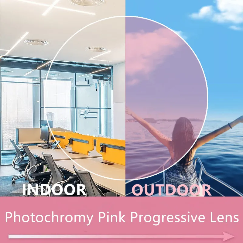 Multi-Color Photochromy Inside Progressive Multi-Focus Lens for Prescripiton Sunglasse UV400 HMC EMI Hi-Index for Full Frame