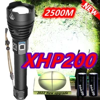 ultra bright xhp200 flashlight powerful led tactiacl flashlight rechargeable xhp50 high power led torch light use 26650 battery