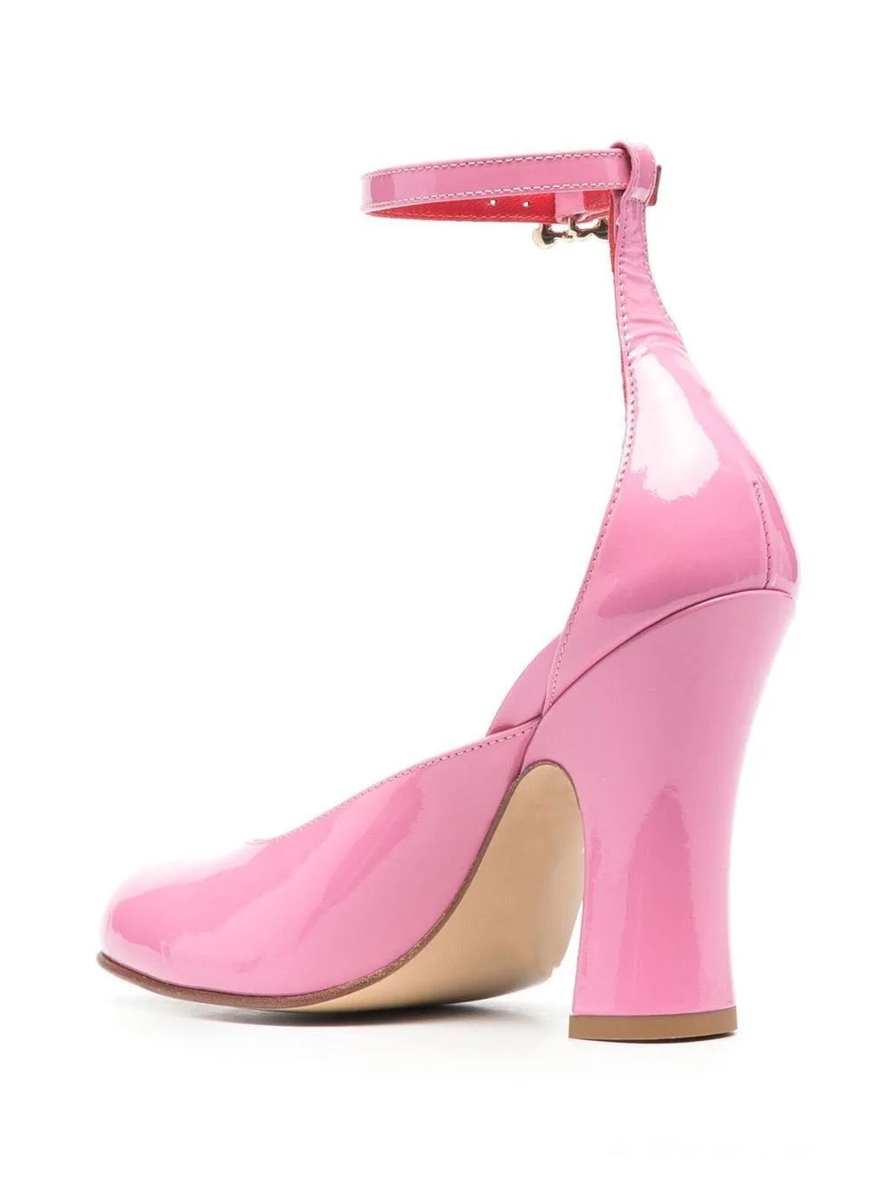 Pink Patent Leather Round Toe Gladiator Pumps Women Square High Cover Heels Buckle Strap Dress Party Runway Shoes New Arrivals