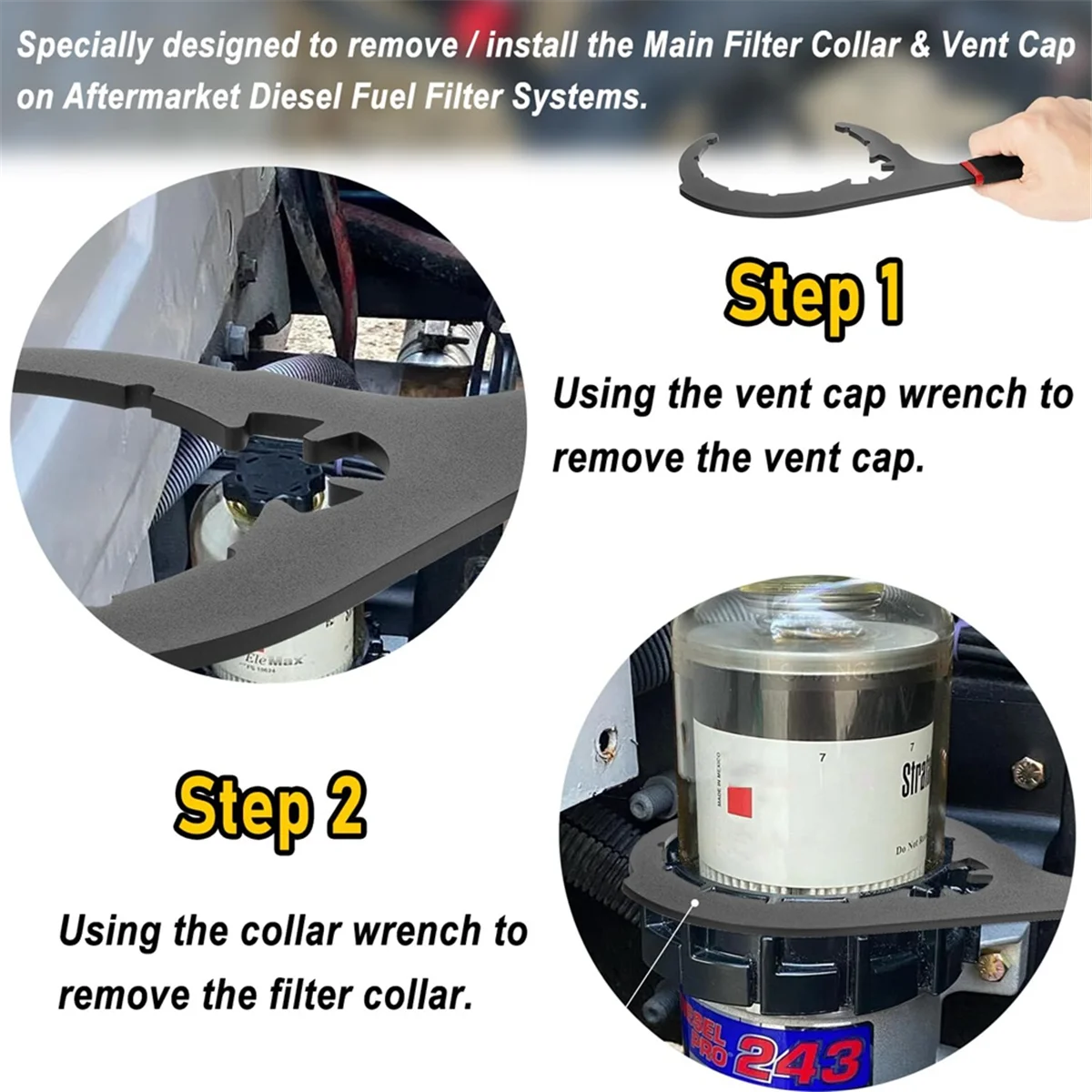 Гаечный ключ для фильтра дизельного топлива 61090 5-дюймового Davco инструмент