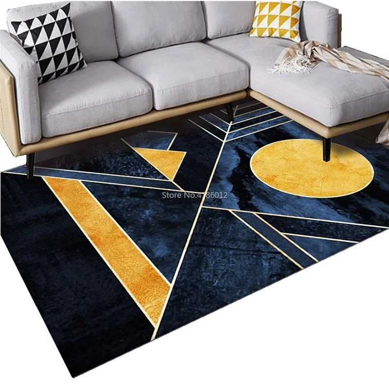Golden Diamond Velvet Carpet Living Room Coffee Table Blanket Abstract Homestay Style Home Bedroom Bedside 200x300cm