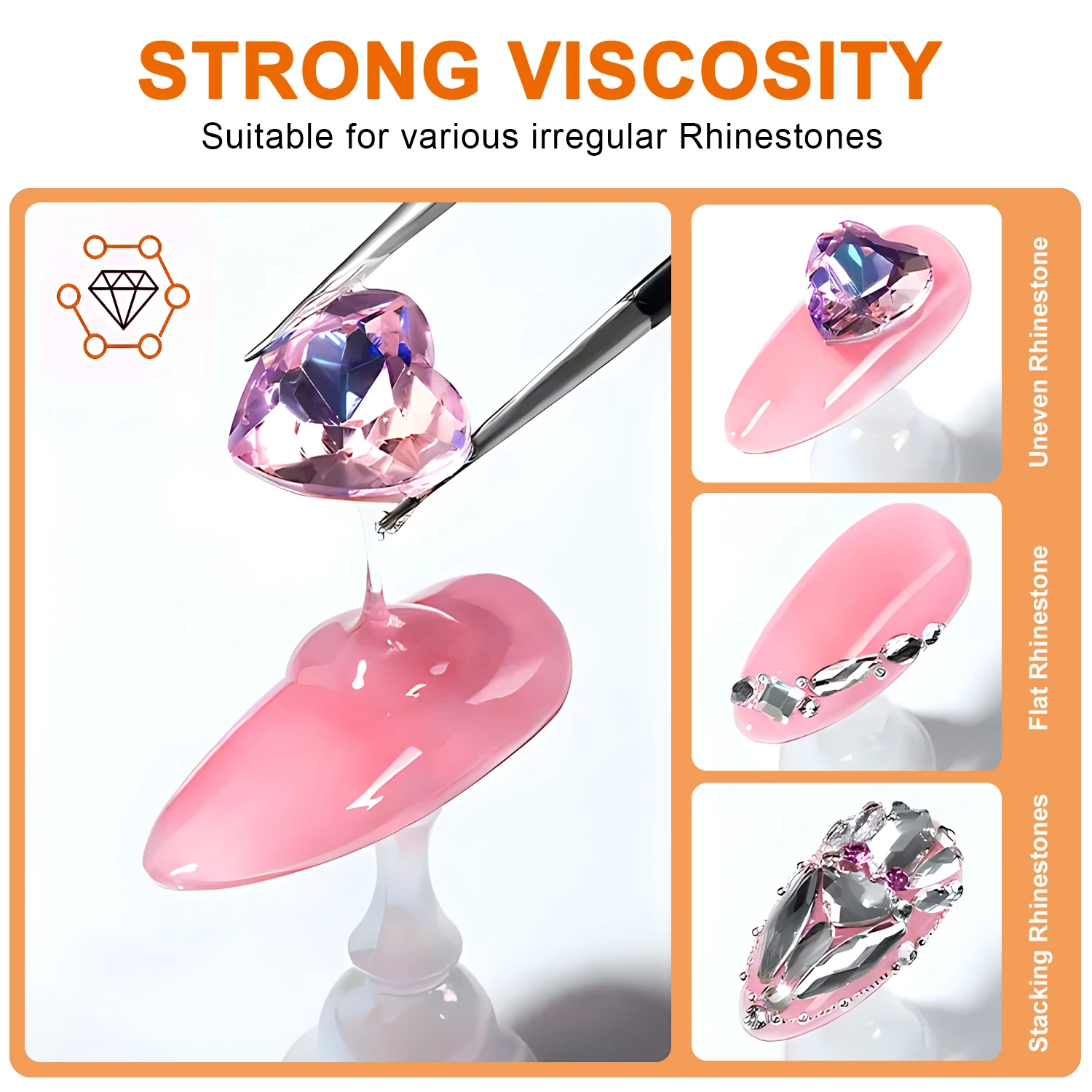 Прочный гель-клей для ногтей яркий и полимерный клей с драгоценными камнями