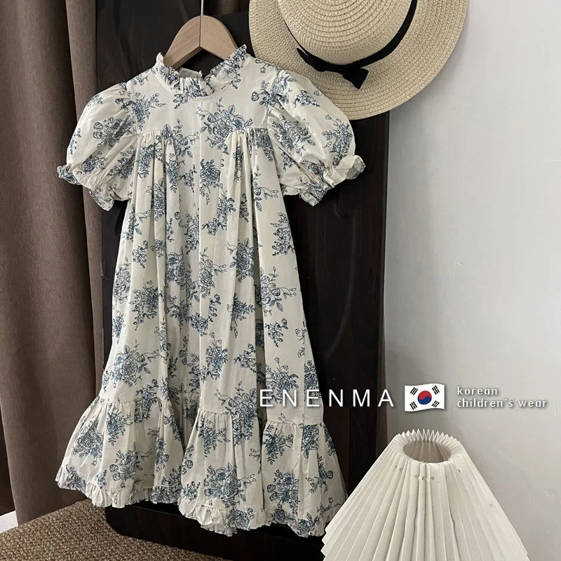 

Korean Children's Wear 2023 Girls' Summer Fashion Sweet Ruffled Princess Dress Little Girl Fashionable Fragmented Flower Dress
