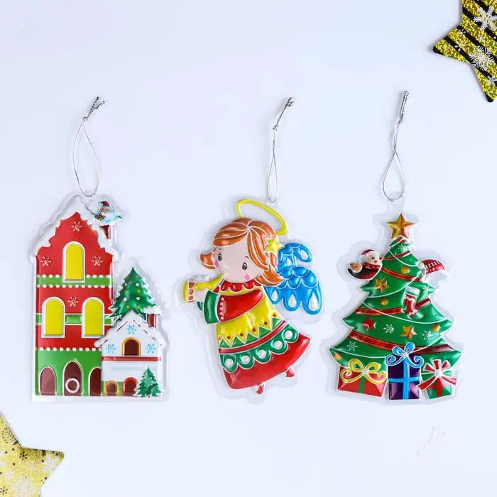 Decor plastic объёмный Christmas-tree-house-Angel mix 23 х12 5 cm wall stickers decorative decor creative |