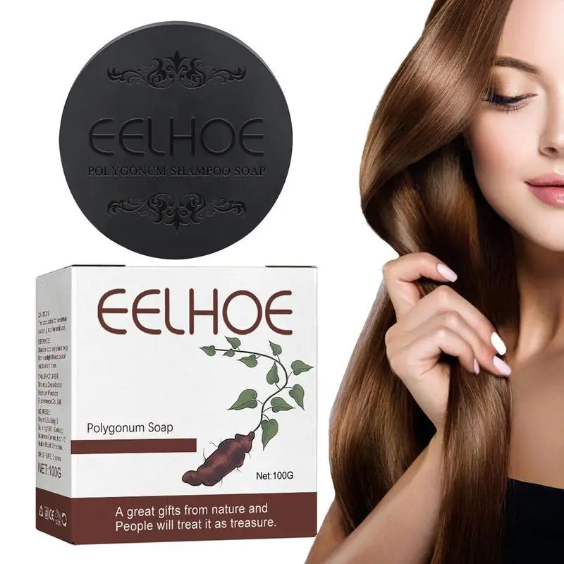 

100g Hair Darkening Shampoo Bar Polygonum Shampoo Soap Bar Repair Gray White Hair Color Volumizing & Moisturizing Hair Soap