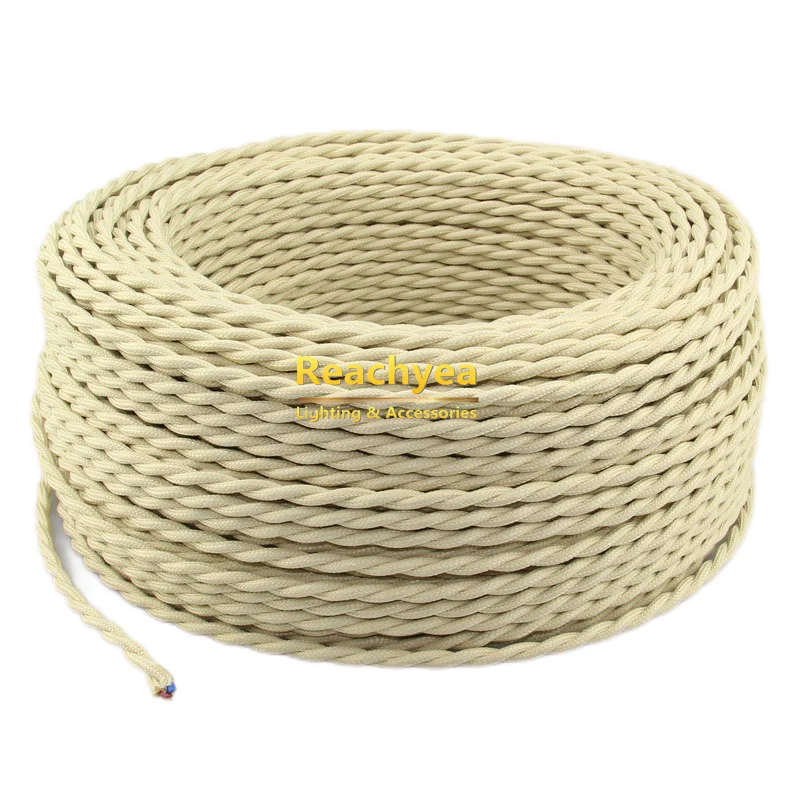 2 Core 0.75mm2 Vintage Twisted Cable Fabric Cloth Covered Lamp Cord Retro Pendant Light Electrical Wire