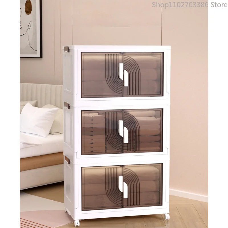 

Folding Storage Boxes Clothes Storage Cabinet Removable Clothes Quilts Transparent Storage Boxes Plastic Cabinets Home Organize