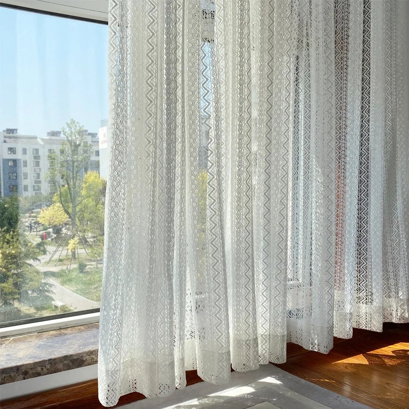 

Curtains for Bedroom Living Dining Room Korean Princess Style Fresh Cotton Lace Luxury Gauze Light Transmission Windows Door