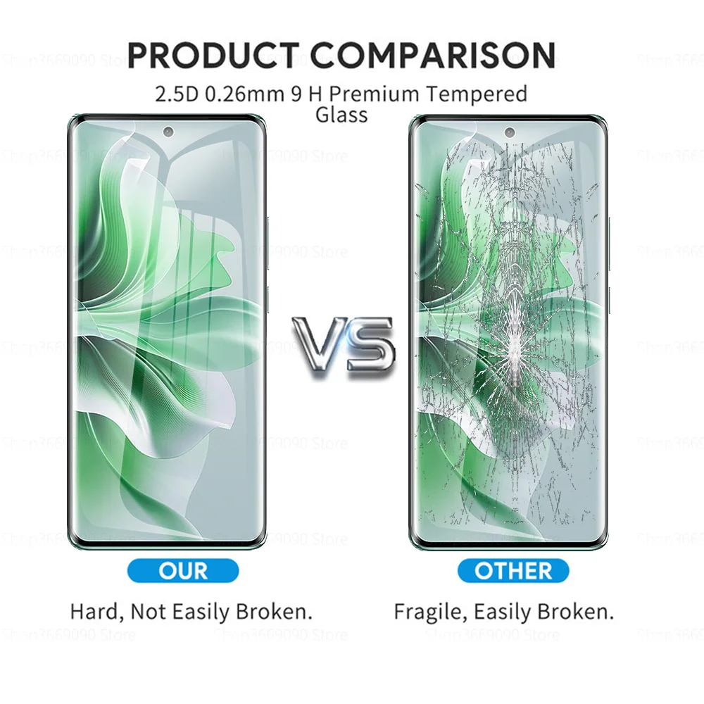 3 шт. 100D защитный стеклянный чехол с полным покрытием для Oppo Reno11 Pro 5G закаленное